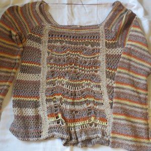 Free People Boho Crocheted  Sweater Medium
